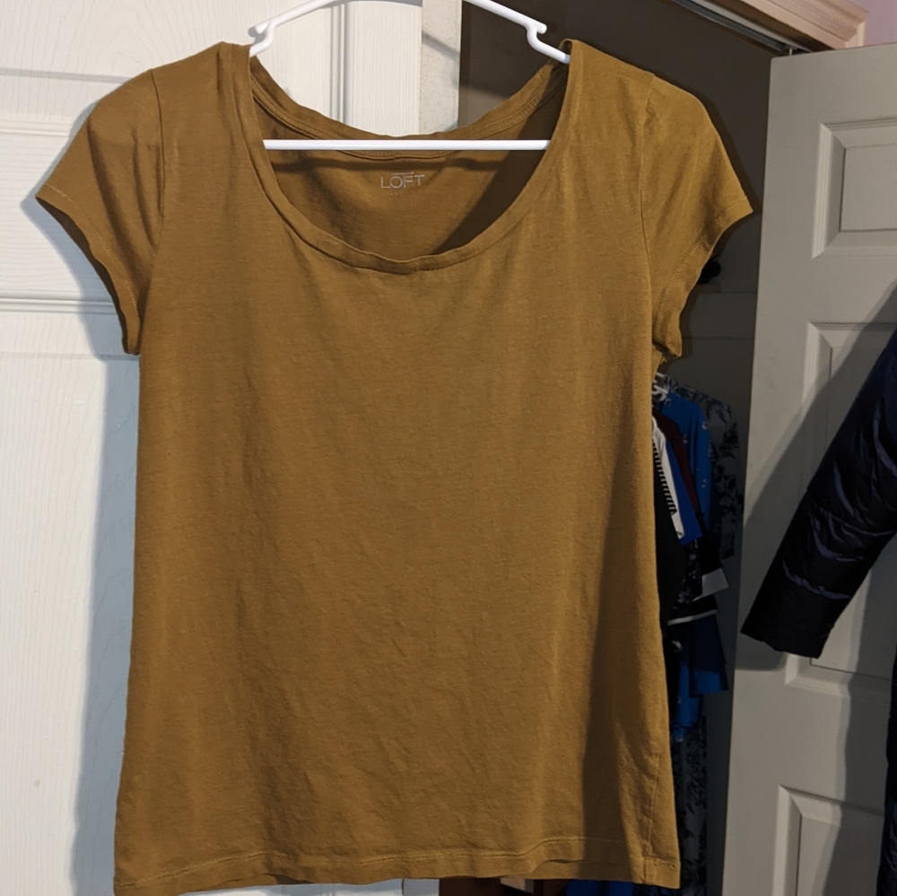 Ann Taylor LOFT Mustard Brown T-shirt